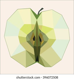 Vector apple fruit section art, low polygon object