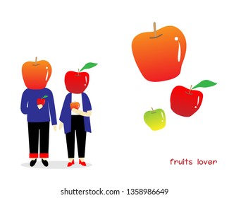 vector apple fruits good for health ,apple head cartoon