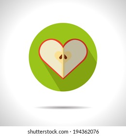 Vector apple heart icon. Eps10