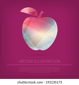 Vector apple icon with colorful trendy and modern polygonal texture