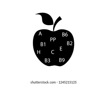 Vector apple icon design with vitamin composition.