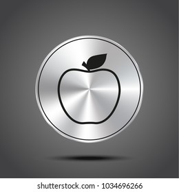 Vector apple icon metallic isolated on dark background