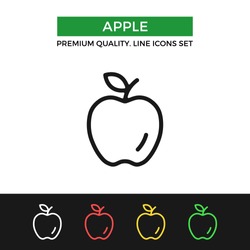 Vector Apple Icon. Premium Quality Graphic Design. Modern Signs, Outline Symbols Collection, Simple Thin Line Icons Set For Websites, Web Design, Mobile App, Infographics