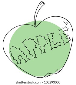 Vector apple is isolated on a white background
