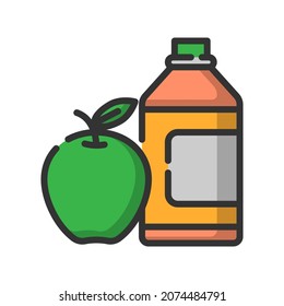 Vector apple juice filled line icon, food and drink related 64x64 Pixel, whitebackground