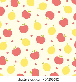 diseño de papel tapiz vectorial de manzana y limón