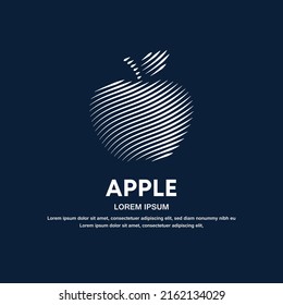 Vector Apple logo design template. simple line art Apple color silhouette on a dark background. EPS 10