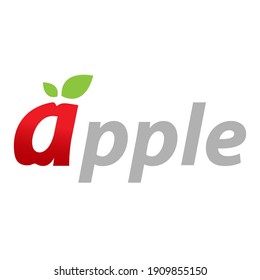 Vector Apple logo isolated on white background. Red apple theme with green leaves. Design template for farming and agriculture. 