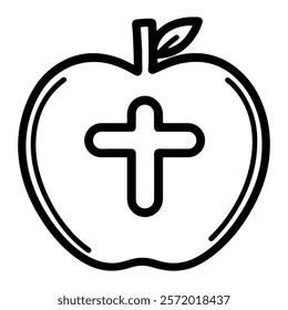 A vector apple with a medical label in the middle.
