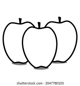 vector apple on a white background for coloring