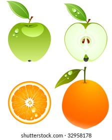 Vector apple and orange.