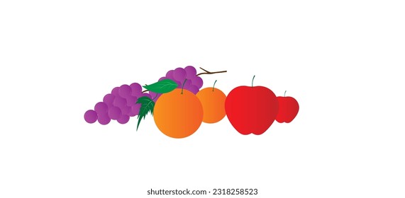 Vector apple, Orange, gapes for illustration 2023