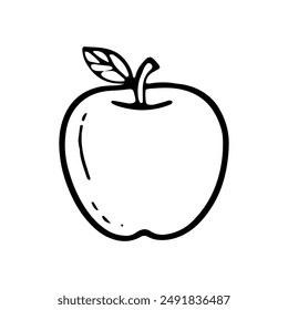 vector apple. outline drawing of a fruit isolated on a white background