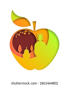 Vector apple in paper art style