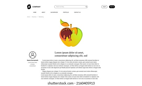 Vector apple in paper art style