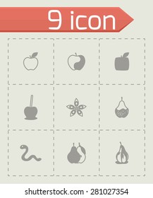 Vector Apple and pear icon set on grey background