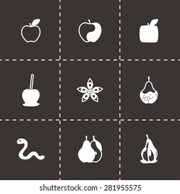 Vector Apple and pear icon set on black background
