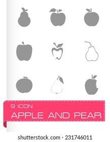 Vector apple and pear icons set on white background