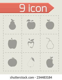 Vector apple and pear icons set on grey background