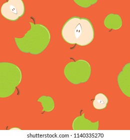 Vector Apple Seamless Pattern Background. Great as textile print or packaging etc.