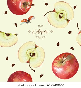 Vector apple seamless pattern. Background design for tea, juice, natural cosmetics, sweets and candy with apple filling, farmers market, health care products. Best for textile,wrapping paper.