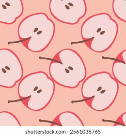 Vector Apple Seamless Pattern. Great for textiles, wallpapers, wrapping paper.