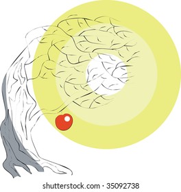 Vector. Apple tree in color 02