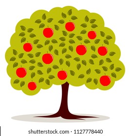 vector apple tree isolated on white background