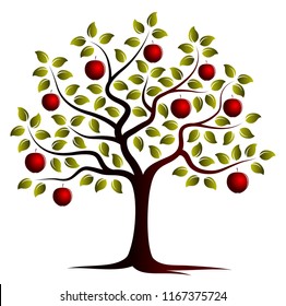 vector apple tree isolated on white background