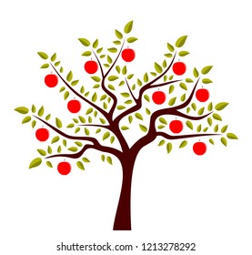Vector Apple Tree Isolated On White Background