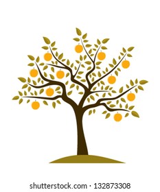 vector apple tree isolated on white background