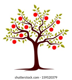 vector apple tree isolated on white background