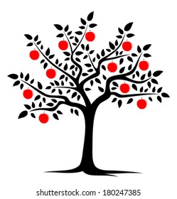 vector apple tree isolated on white background