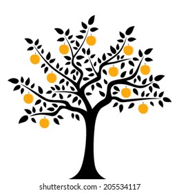 vector apple tree isolated on white background