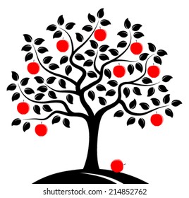 vector apple tree isolated on white background