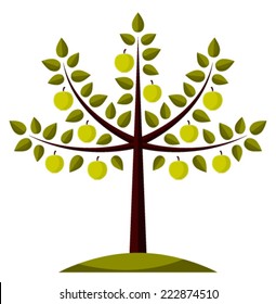 vector apple tree isolated on white background