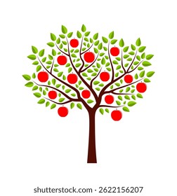 vector apple tree isolated on white background