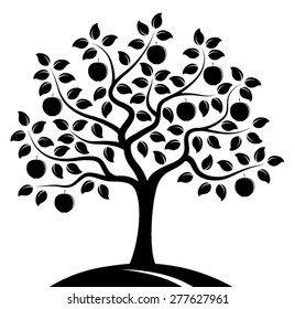vector apple tree isolated on white background