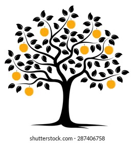 vector apple tree isolated on white background