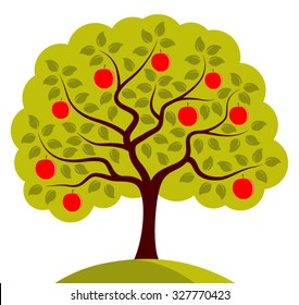 vector apple tree isolated on white background