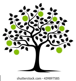 vector apple tree isolated on white background