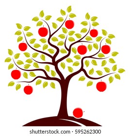 Vector Apple Tree Isolated On White Stock Vector (Royalty Free ...