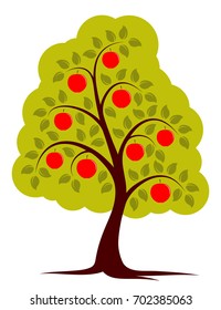 vector apple tree isolated on white background