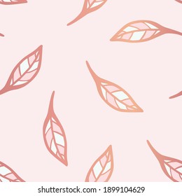 Vector Apple Tree Leaves with Rose Gold Effect seamless pattern background. Perfect for fabric, wallpaper and scrapbooking projects.