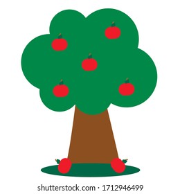 Vector Apple tree with red apples