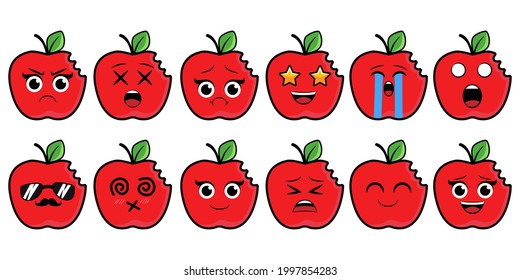 vector apple with various emoticons
