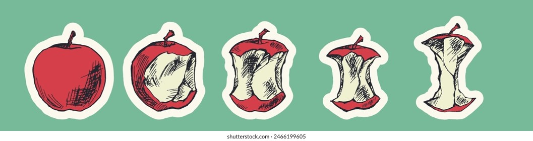 Vector apples made in a freehand drawing technique using ink and paint.   The free and expressive style of drawing gives the illustration a special charm and originality.