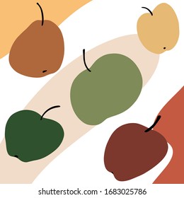 Vector apples and pears with leaves and twigs on a white isolated background. For weight loss menu diets, restaurants, product design packaging for juices, jams, cosmetics, textiles, ojeda, wallpapers