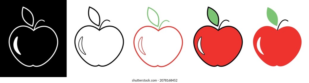 Vector Apples Set Different Styles Apples Stock Vector (Royalty Free ...