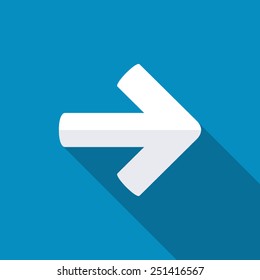 Vector Application Arrow Icon. Modern design flat style icon with long shadow effect